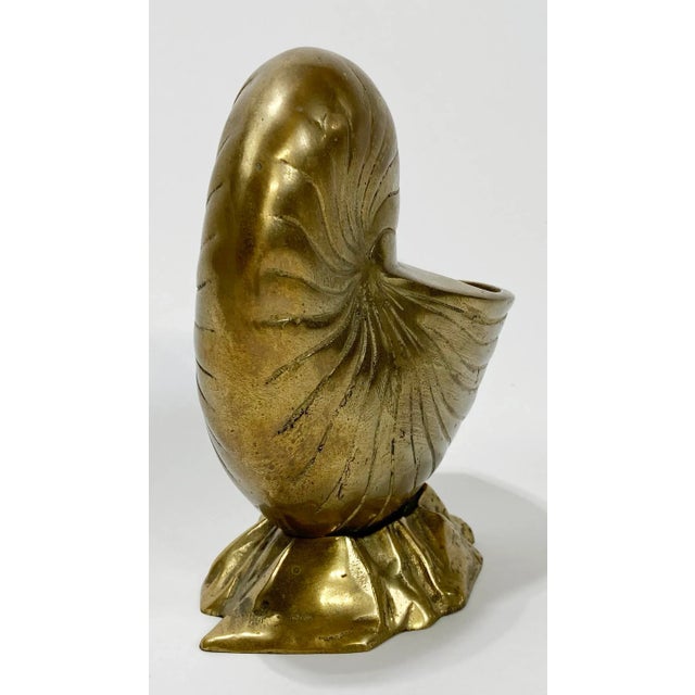 Vintage Brass Nautilus Shell Planter Vase Cachepot For Sale - Image 9 of 9