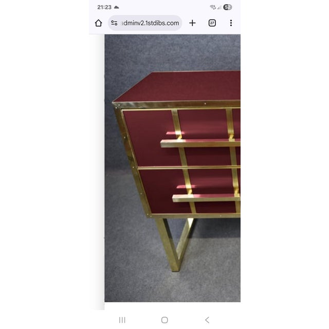 Not Yet Made - Made To Order Chest of Drawers with Red Murano Glass and Brass Trim from Justfurnituress For Sale - Image 5 of 11