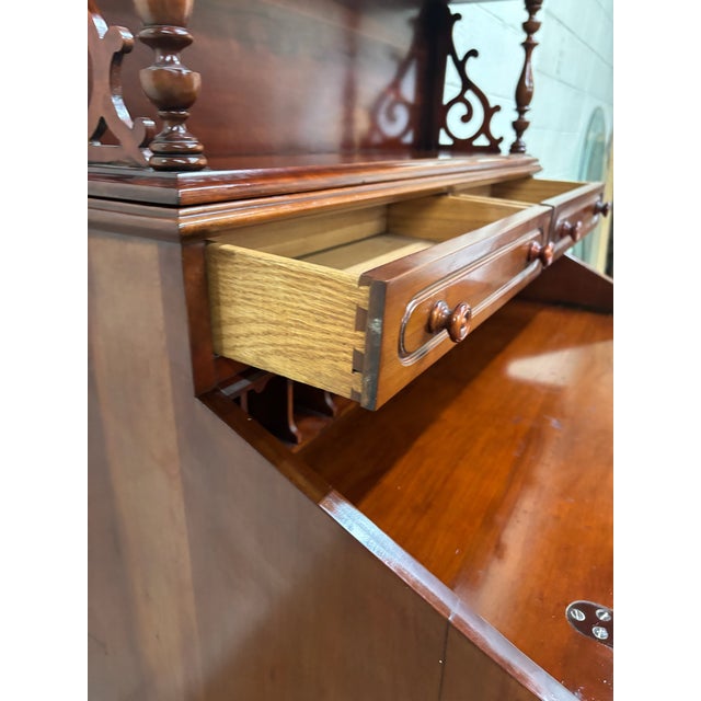 Wood Vintage Davis Cabinet Co Lillian Russell Victorian Style Walnut Secretary Desk For Sale - Image 7 of 15