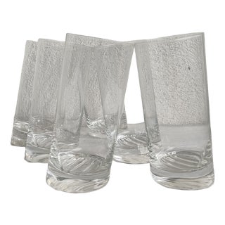 Crystal Juice Glasses in the style of Angelo Mangiarotti, 1980s, Set of 6 For Sale