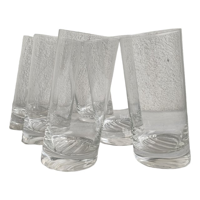 Crystal Juice Glasses in the style of Angelo Mangiarotti, 1980s, Set of 6 For Sale