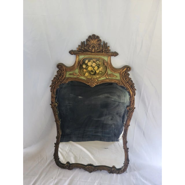 Green 1940s Hand Painted Mirror For Sale - Image 8 of 12