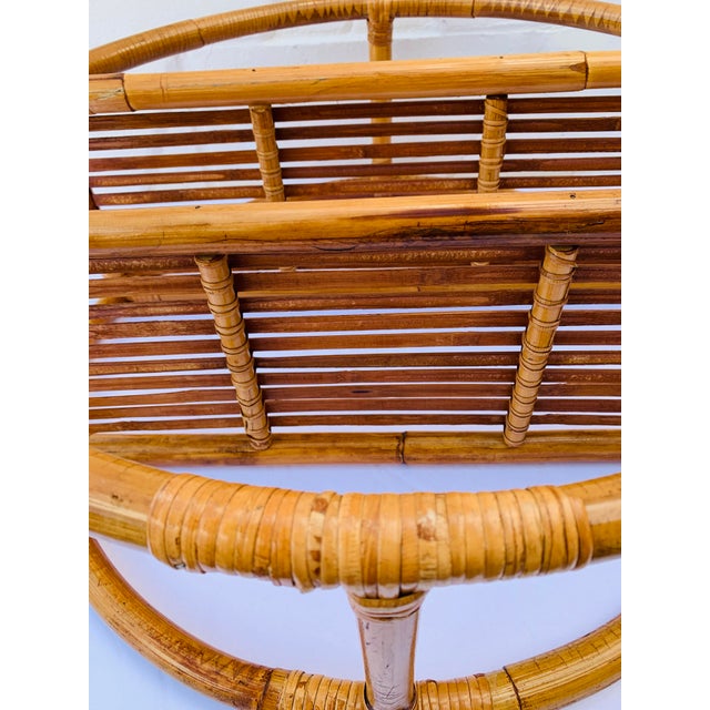 20th Century Boho Chic Round Bamboo Wall Shelf Tiki Rattan Circular Display Chairish