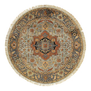 Pasaragd DC Fine Hand Knotted Persian Serapi Design Round Rug For Sale
