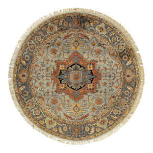 Pasaragd DC Fine Hand Knotted Persian Serapi Design Round Rug