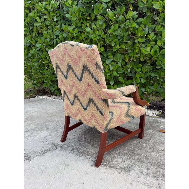 Vintage American Flamestitch Lounge Chair With Nailhead Trim For Sale - Image 9 of 12