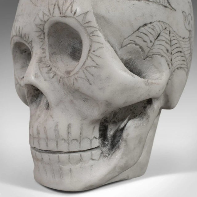 20th Century Marble Carved Decorative Skull Ornament For Sale - Image 12 of 13