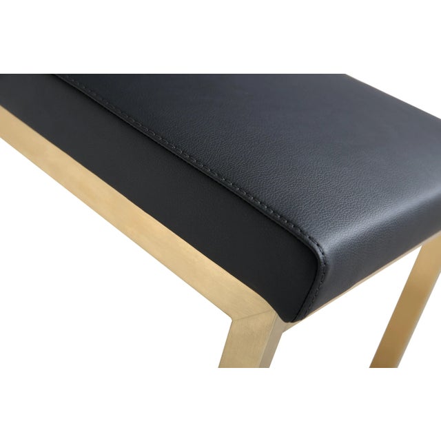 Textile Parma Black Vegan Leather & Gold Steel Counter Stools - Set of 2 For Sale - Image 7 of 12