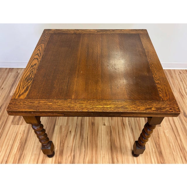 Antique Wood Barley Twist Expandable Refectory Table For Sale - Image 4 of 13