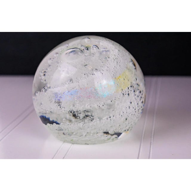Contemporary Handmade Vintage Mid 20th Century Clear Bubbly Glass Paperweight With Iridescent Colors, Signed by Aallir Kary For Sale - Image 3 of 12