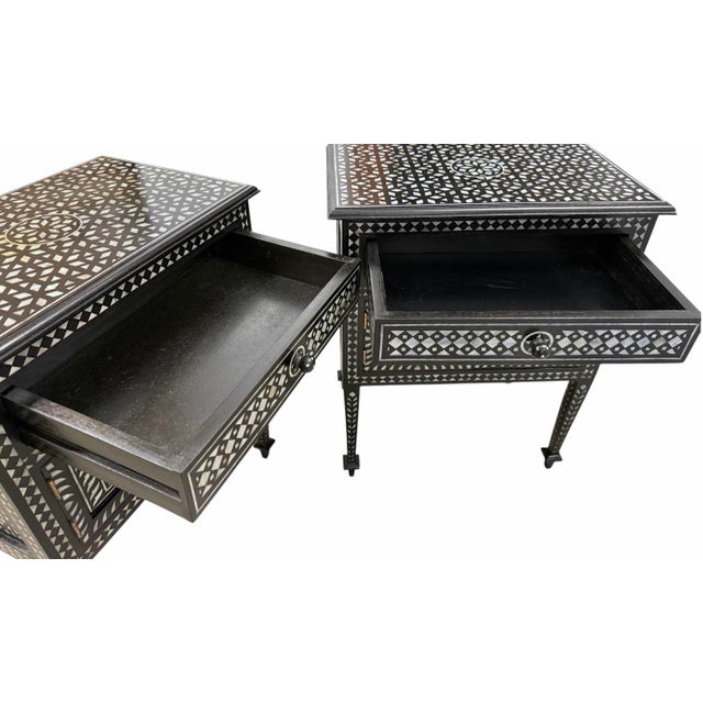 Pair of Studio a Home by Global Views “Bhawana” Mother of Pearl Inlay Nightstands For Sale In Dallas - Image 6 of 9