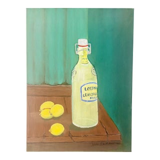 Original Still Life Lemons and Lemonade Oil on Canvas by John De Martino For Sale