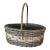 Vintage Gray Gathering Basket With Bunny Rabbit Motif For Sale