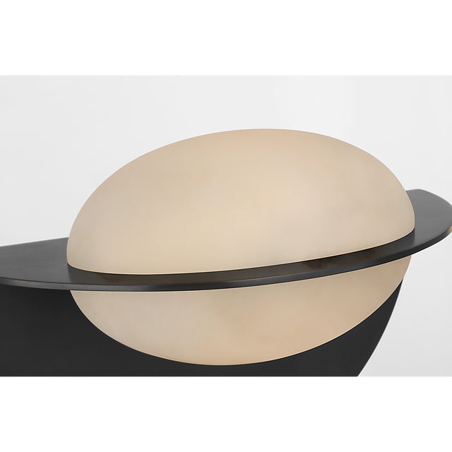 2020s Kelly Wearstler for Visual Comfort Signature Fosse 9" Invertable Oval Sconce in Bronze with Alabaster For Sale - Image 5 of 12