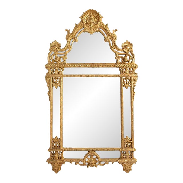 Monumental Giltwood Arch Shell Crest Pier Mirror For Sale