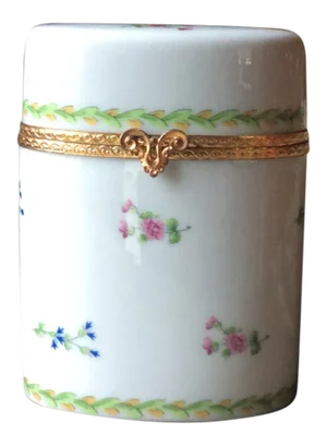 Limoges Porcelain Cigarette Box With Roses & Blue Cornflowers