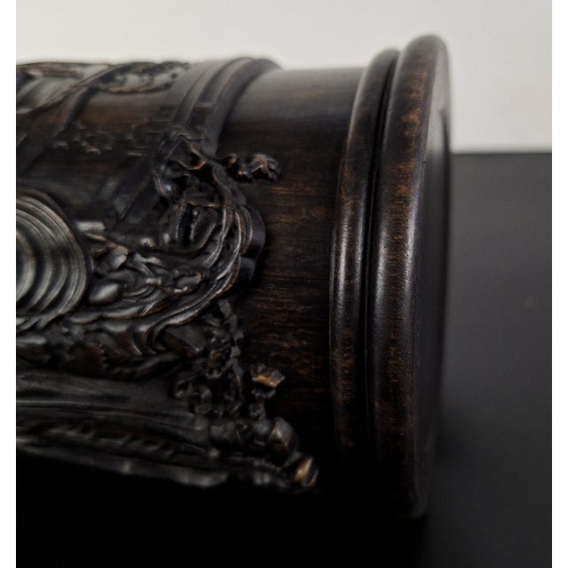 Wood Tall Chinese Bamboo Root Buddhist Deities Bitong For Sale - Image 7 of 9