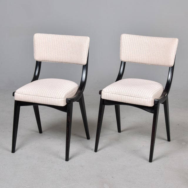 Mid Century Upholstered English Klismos Dining Chairs With Black Frames - Set 12 For Sale - Image 4 of 12
