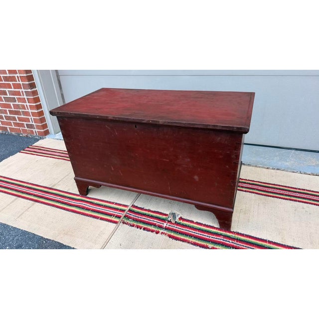 Wood Antique Pennsylvania Red Painted Blanket Chest, Circa 1830s For Sale - Image 7 of 13