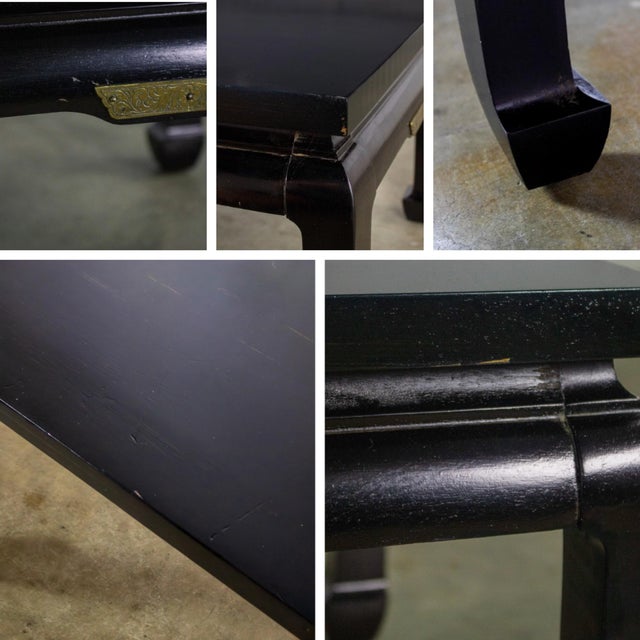 Mid-20th Century Double Ming Style Base Coffee Table Chow Legs Black Painted Style of Baker For Sale - Image 6 of 18