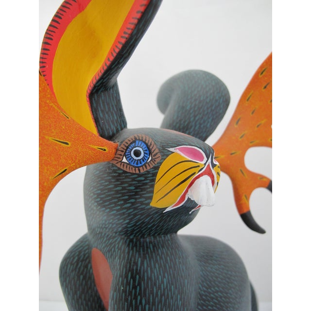 Alebrije Carved Wood Jackalope Rabbit Oaxaca Mexico Folk Art Figurine Sculpture For Sale - Image 12 of 17