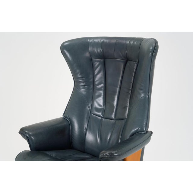 Vintage Scandinavian Adjustable Leather Lounge Chair from Hjellegjerde Møbler, 1980s For Sale - Image 9 of 18