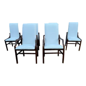 Mid 20th Century Set of Six Vintage Henredon Scene One Campaign Dining Chairs