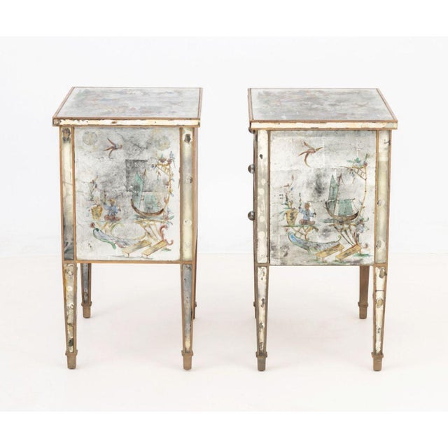Silver Chinoiserie Mirrored Chests of Drawers, Pair For Sale - Image 8 of 12