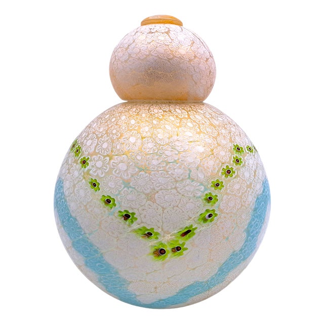 Murano Glass Potiche Vase in Polychrome Murrine with Gold Inclusions by La Murrina, 1980s For Sale