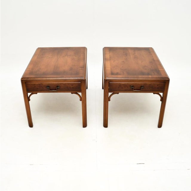 Vintage Georgian Style Yew Wood Side Tables, 1950, Set of 2 For Sale - Image 3 of 13