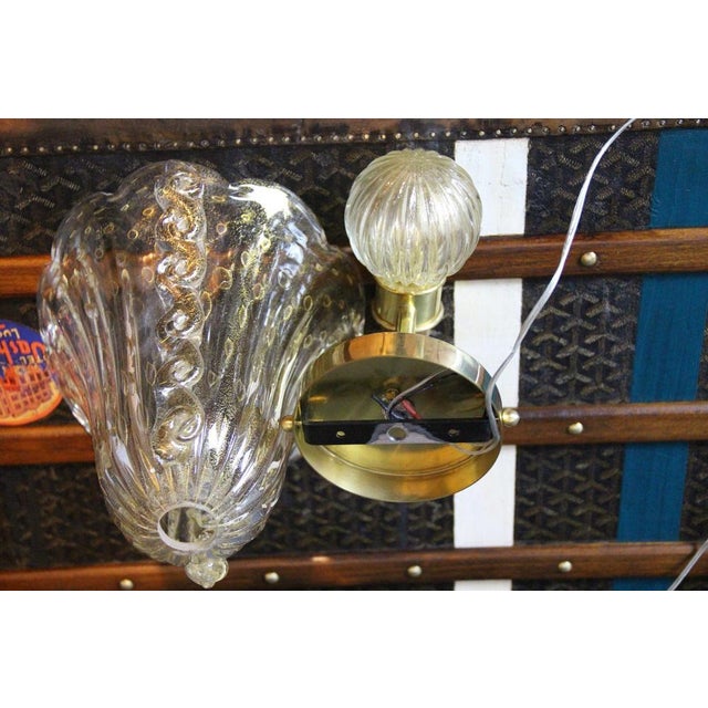 Trumpet-Shaped Gilded Murano Glass Polugoso Wall Sconces, 1990s, Set of 2 For Sale - Image 15 of 16