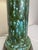 Vintage Mid Century Hollywood Regency Drip Glaze Ceramic Aqua, Brass & Gold Leaf Shaded Table Lamps, a Pair For Sale - Image 9 of 18