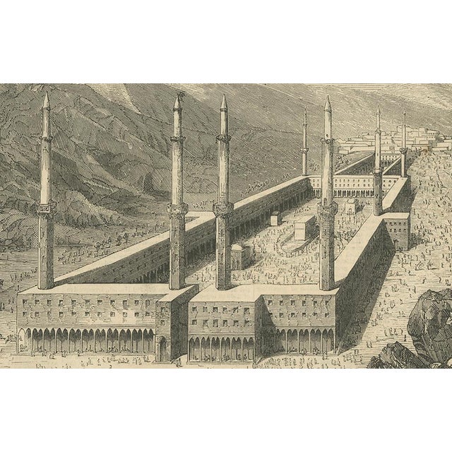 Antique Engraving of the Great Mosque of Mecca with Kaaba, 1850s, Print For Sale - Image 4 of 13