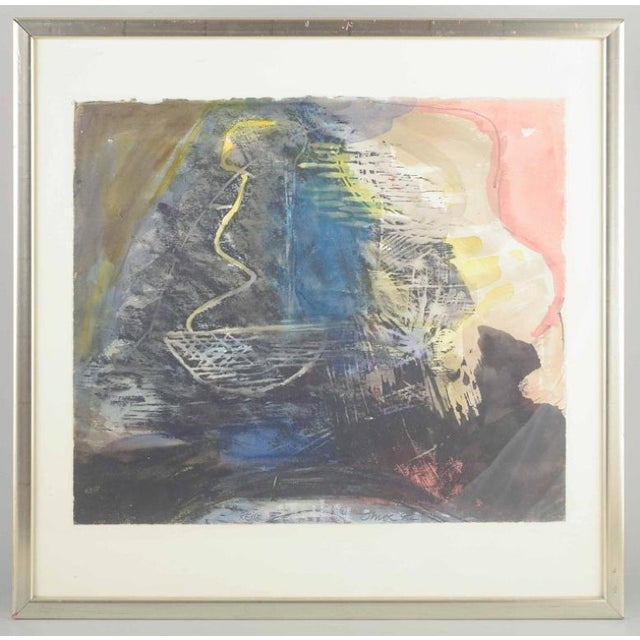 Odd Moe (b. 1944) “Rejse III”. Mixed media on paper. An expressive abstract work with strong contrasts and textural...