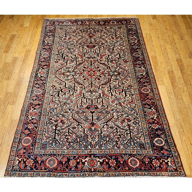 "An exceptional early 20th-century Persian Heriz rug woven in a village of the Azerbaijan region in Northwest Persia....
