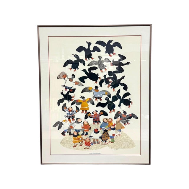 Folk Art Vintage Rie Muñoz "Guillemot Legend" Framed Art Print – 1988 Alaskan Folk Art Illustration. For Sale - Image 3 of 9