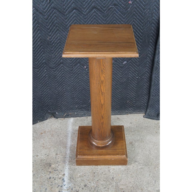 Late 20th Century Vintage Mission Arts & Crafts American Oak Sculpture Pedestal Plant Stand Column For Sale - Image 5 of 10