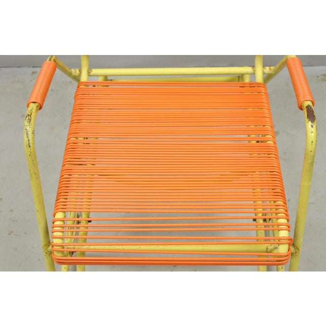 Metal Vintage Mid Century Modern Orange Vinyl Spaghetti Strap Glider Lounge Chair For Sale - Image 7 of 18