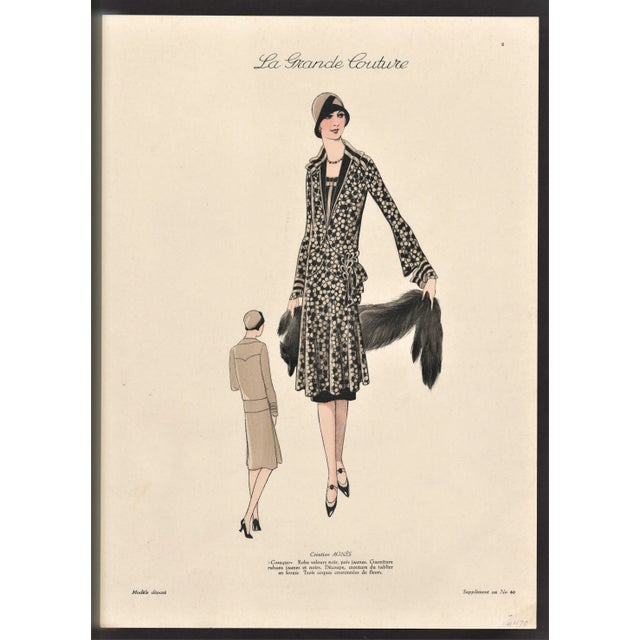 1920s 1920s French Art Deco Couture Fashion Print For Sale - Image 5 of 5