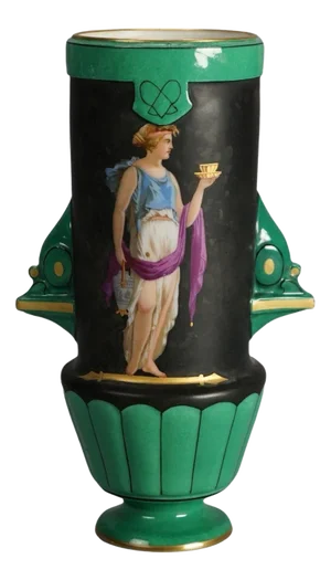 Antique Old Paris Porcelain Portrait Vase with Classical Figure C1890