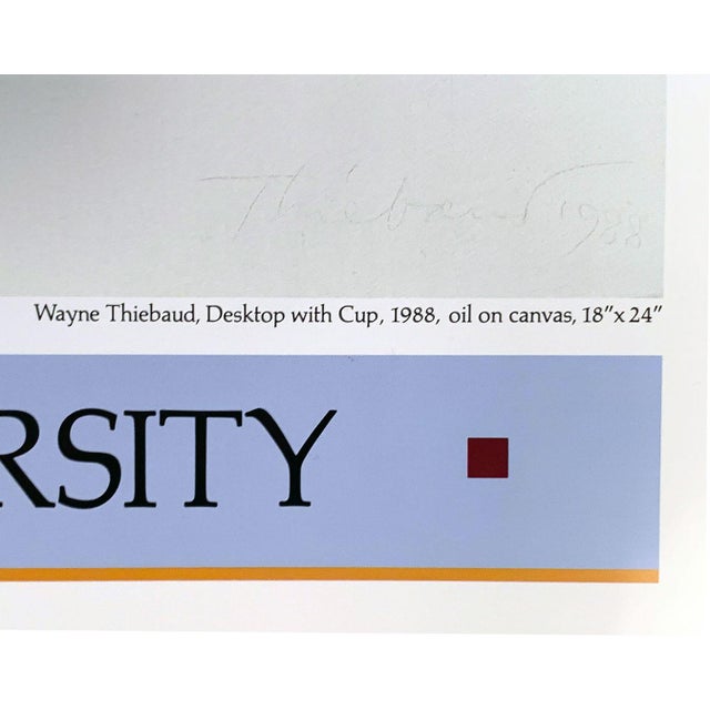 It States In Small Type On The Bottom Of The Poster: "Wayne Thiebaud, Desktop With Cup, 1988. Oil On Canvas, 18" X 24"...