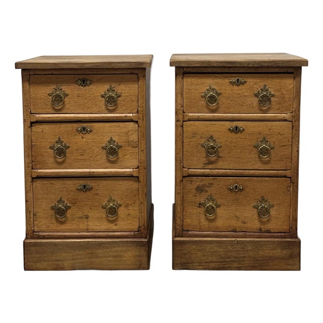 19th Century English Oak Nightstands - A Pair For Sale