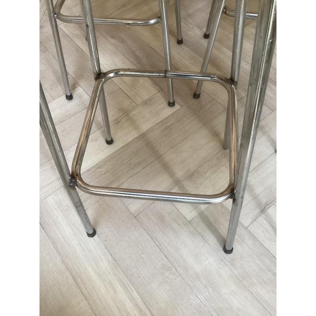 Rattan Bar Stools in the style of Perriand, 1970s, Set of 5 For Sale - Image 4 of 10