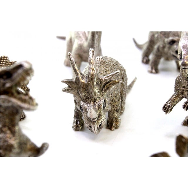 Metal Perfectly Shaped Silver Dinosaurs, Set of 10 For Sale - Image 7 of 12