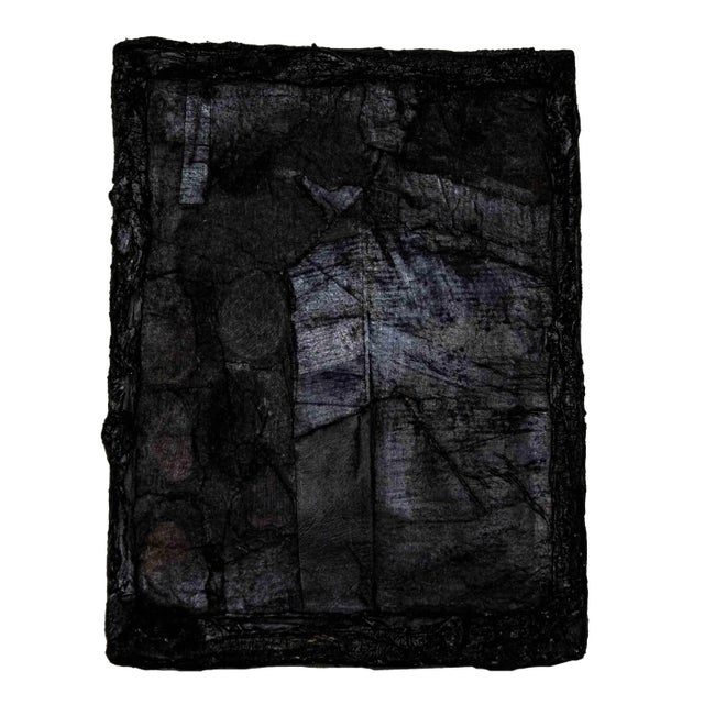 Andrea Nurcis, Black Composition, Original Mixed Media on Canvas, 1987 For Sale