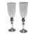 Pair of English Hand Chased Silver Plated With Glass Hurricanes by Folgate For Sale