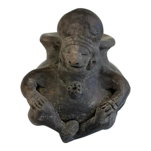 Antique Pre-Columbian Style Figurative Pot – Handcrafted Clay Vessel For Sale
