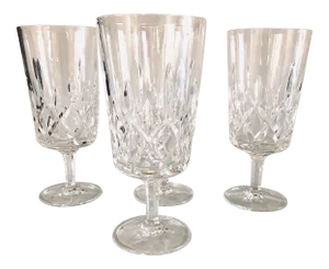 Contemporary Gorham Crystal " King Edward" Pattern Water Goblets -Ice Tea Glasses S/4