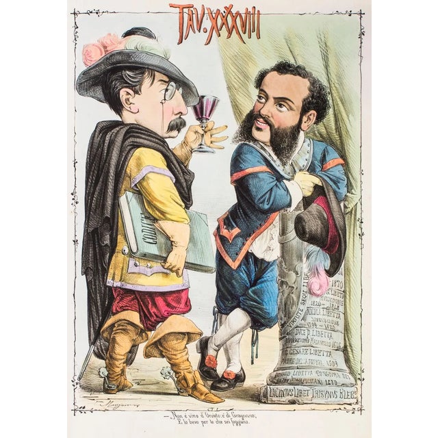Due Parole a Quattr'occhi - Original Lithograph by Antonio Mangano - 1870s 1870s For Sale