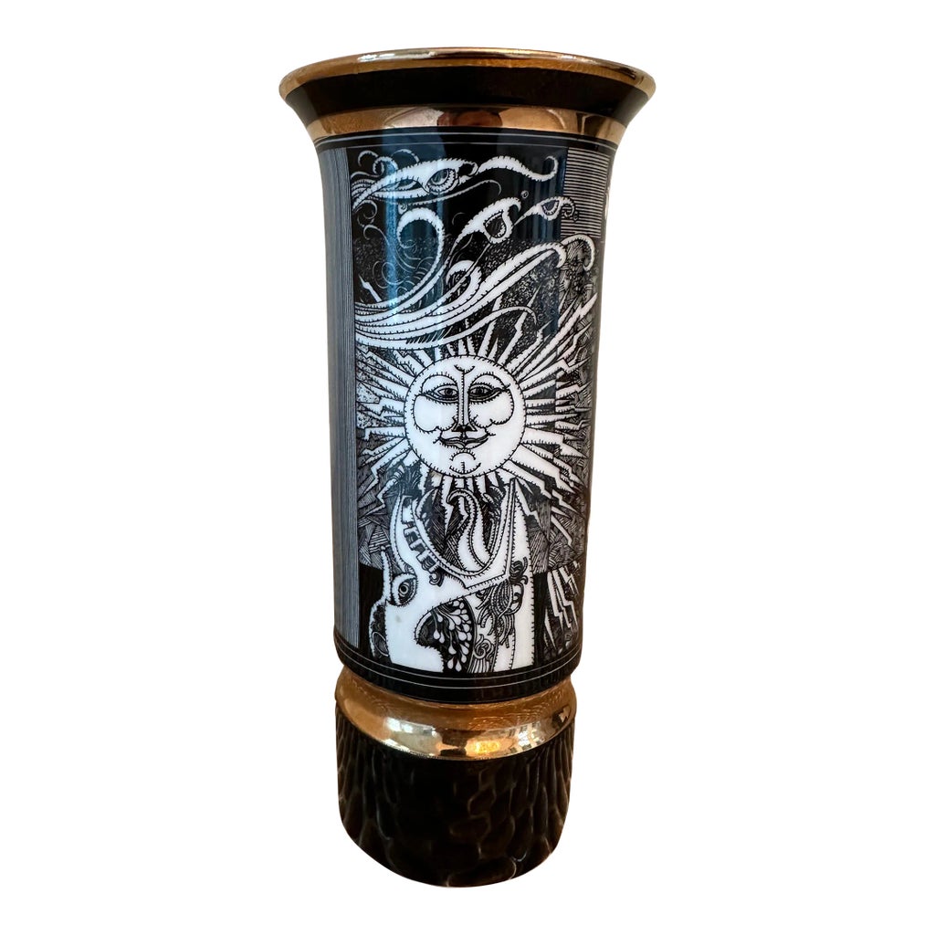 ART DECO Style ガラス 金属 花瓶　Vintage Vintage Art Deco Vases | Chairish
